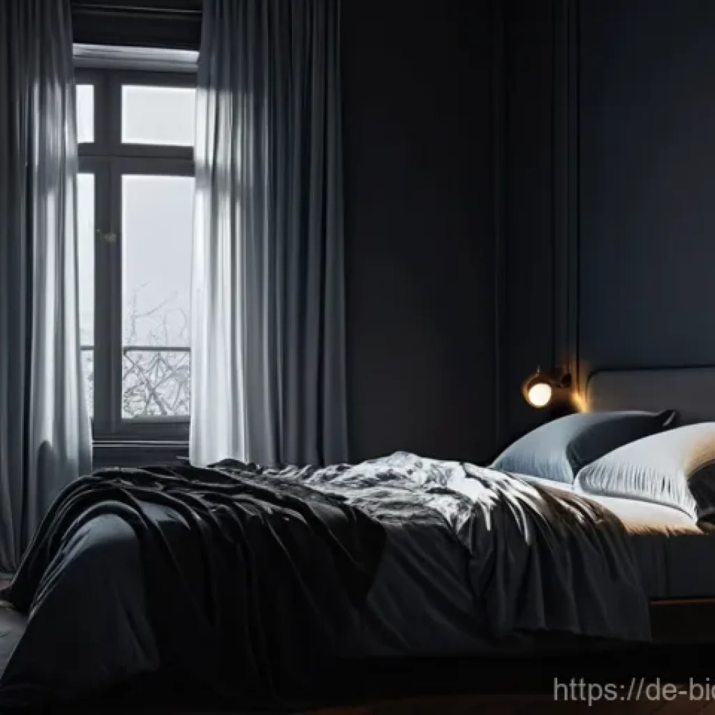 바이오해킹의 주요 원칙과 적용 방법 - **Prompt:** A serene and deeply dark bedroom interior, bathed in the softest hint of cool moonlight ...