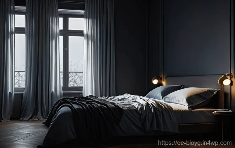 바이오해킹의 주요 원칙과 적용 방법 - **Prompt:** A serene and deeply dark bedroom interior, bathed in the softest hint of cool moonlight ...