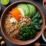 바이오해킹의 최근 연구 결과 - **Prompt 1: Vibrant Personalized Nutrition and Gut Health**
    A bright, high-resolution, photoreal...